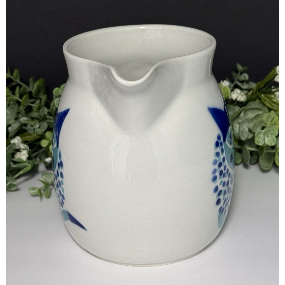 ARABIA FINLAND MCM Vintage Pottery Blue Cat Pitcher by Kaj Franck - 1.5 QT - Picture 4 of 13